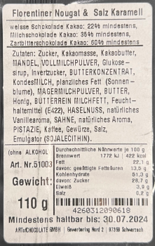 Art of Chocolate - Florentiner Nougat & Salz Karamell - Pralinen 110g