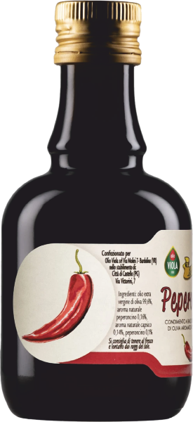 Viola La Colombara Al Peperoncino Olio Extra Vergine 250ml Etikett rechts