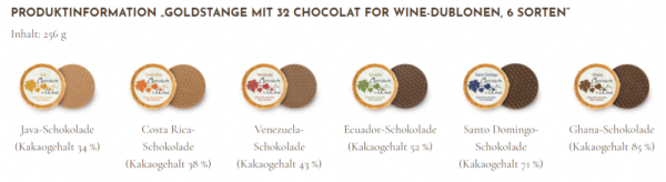DreiMeister Schokolade zum Wein Goldstange - Details